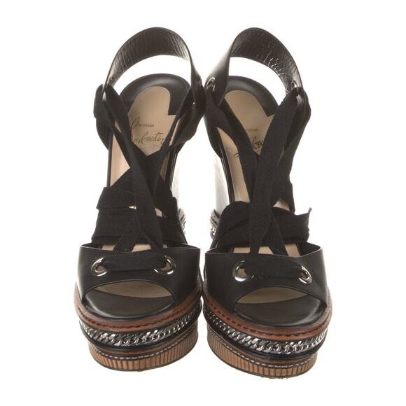 ❤️Christian Louboutin Leather Chain-Link Accents Wedges❤️ - Picture 3 of 5